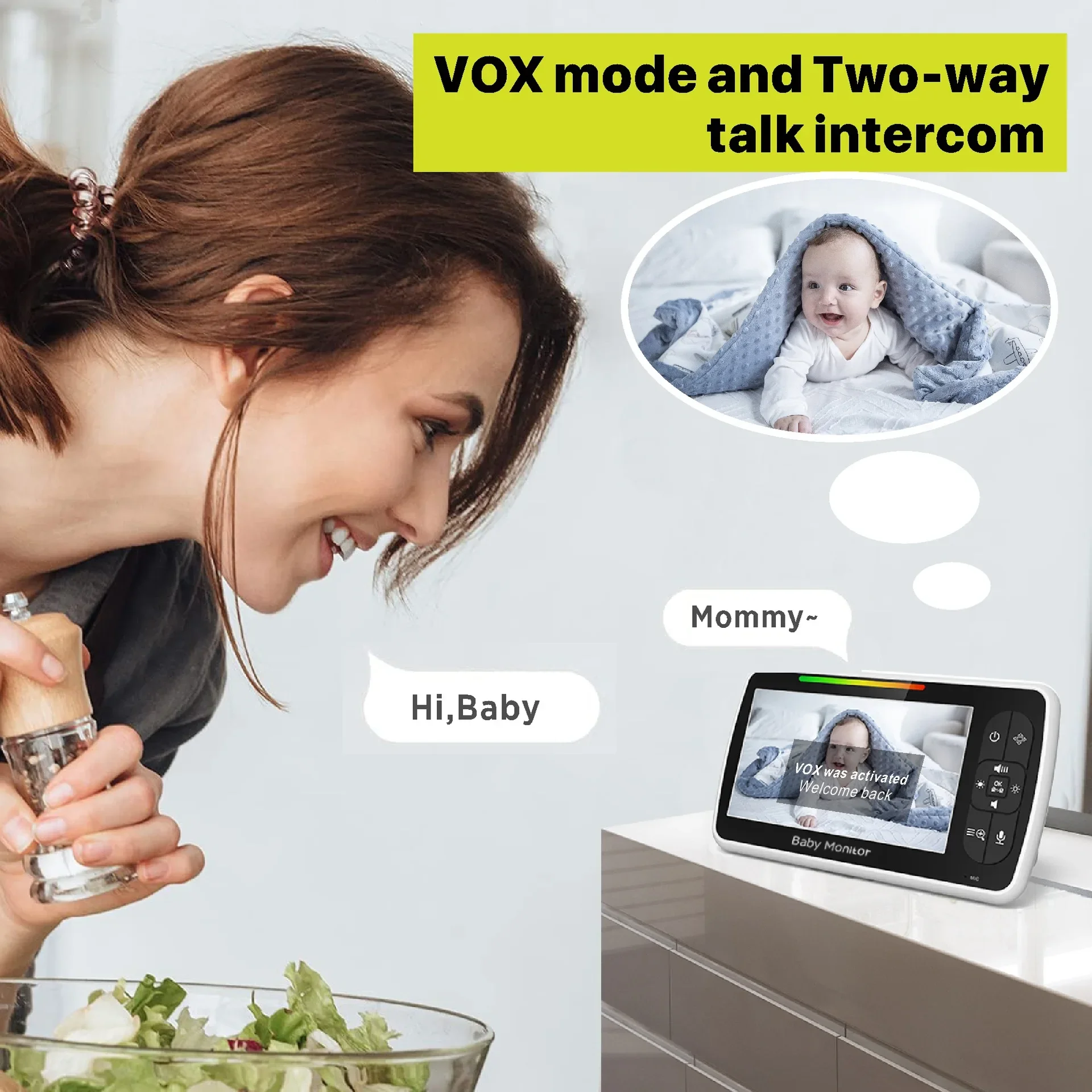 5.0 Inch Video Baby Monitor Wi - Audio Hd Music ulasan dan harga