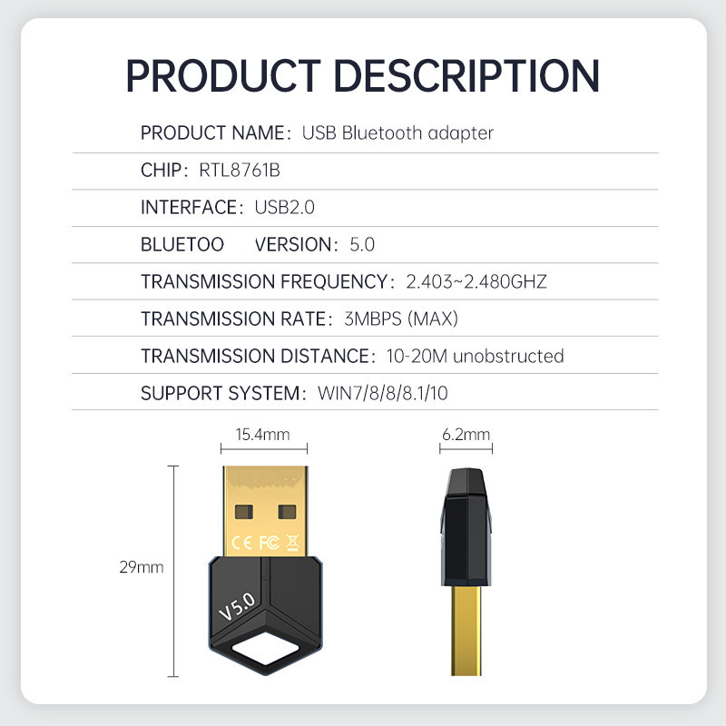 USB Bluetooth Adapter 5.0 Audi - Audio Music File ulasan dan harga