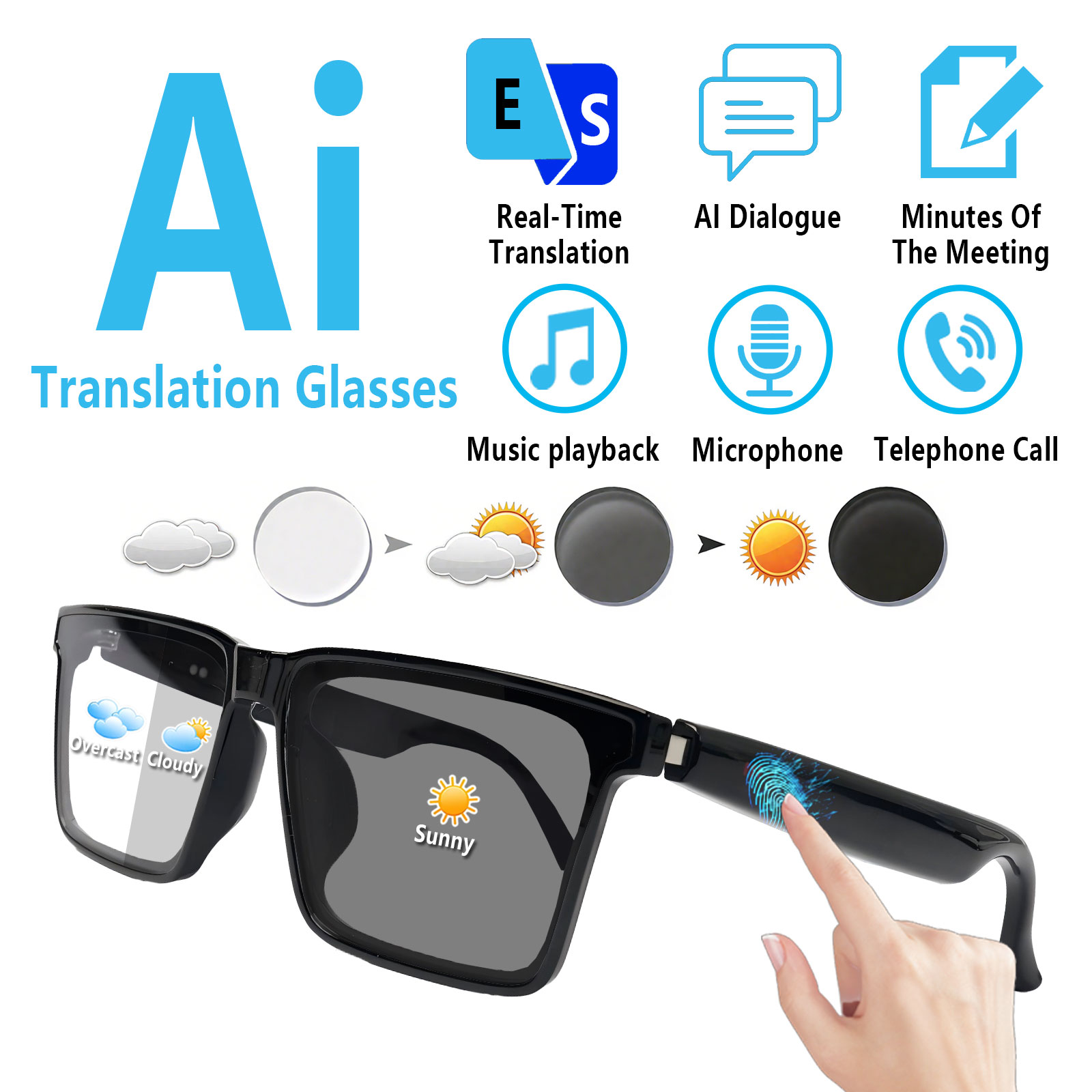 Smart Audio Glasses with Real- - Audio Music Hifi ulasan dan harga