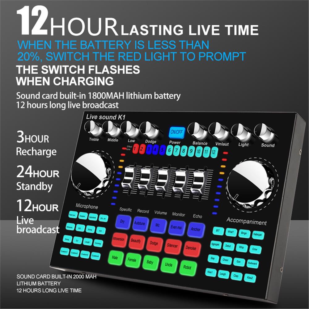 K1 Audio Mixer Live Sound Card - Audio Music Changer ulasan dan harga